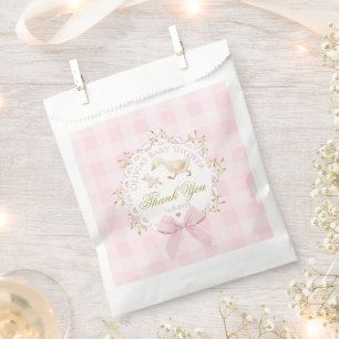 Sachets En Papier Dindon rose à carreaux bébé remercie pour la baby