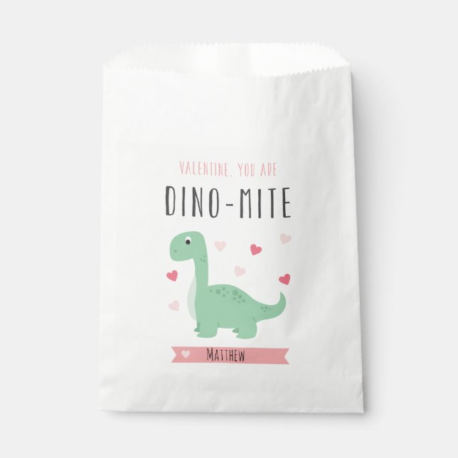 Sachets En Papier Dino-Mite Valentine's Day Favor Sac (Devant)