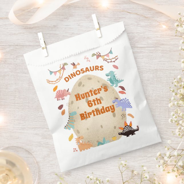 Sachets En Papier Dinosaur fête d'anniversaire avec l'oeuf géant Din (Coupé)