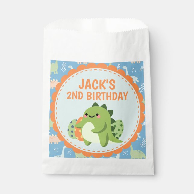 Sachets En Papier Dinosaure personnalisé Fête Anniversaire Favoriser (Devant)