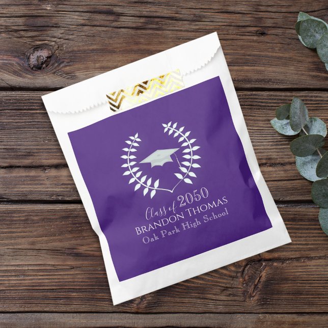 Sachets En Papier Diplôme Moderne Tableau de bord Classique Violet (Créateur téléchargé)