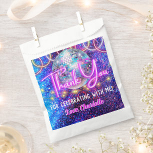 Sachets En Papier Disco Ball brillant Neon rose rose brillant Merci