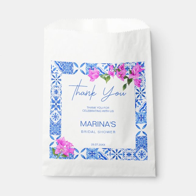 Sachets En Papier Douche nuptiale pour Carreaux bleus Bougainvillea (Devant)