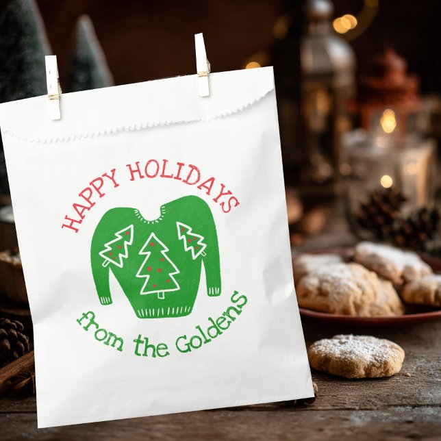 Sachets En Papier Doux moche CUSTOM cadeau de Noël de vacances (Ugly Sweater CUSTOM Holiday Christmas Gift Favor Bag
)