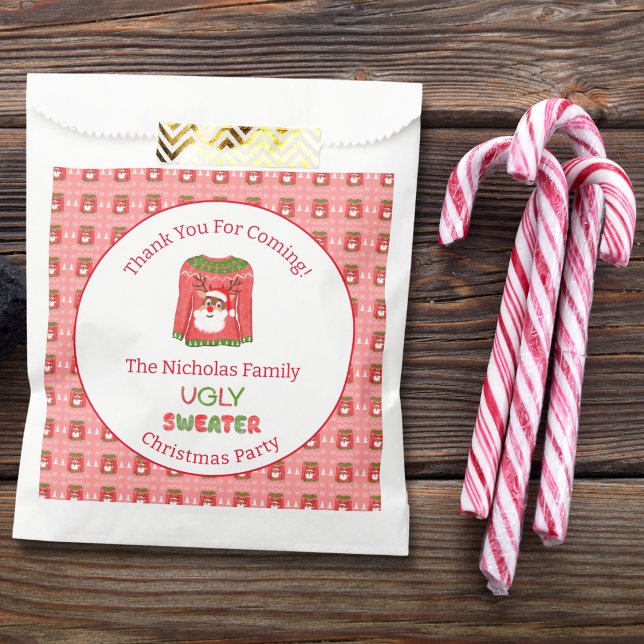 Sachets En Papier Doux moche Funny Reindeer Merci de Noël (Créateur téléchargé)