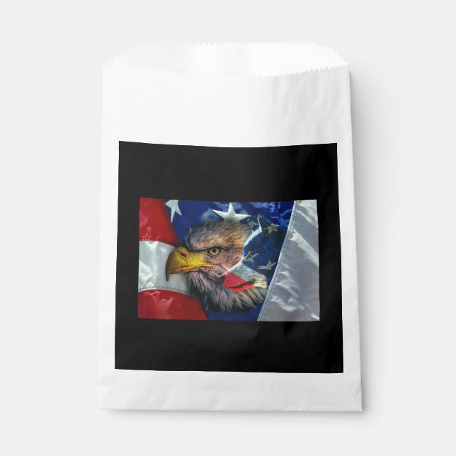 Sachets En Papier Drapeau américain du loup d'aigle chauve (Devant)