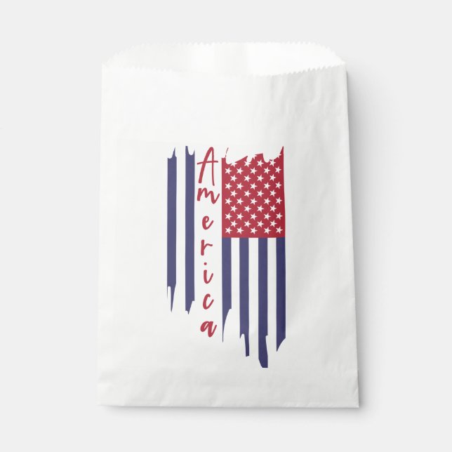 Sachets En Papier Drapeau artistique américain vertical (Devant)