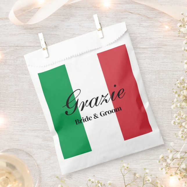 Sachets En Papier Drapeau italien Grazie Italie fête de mariage (Coupé)