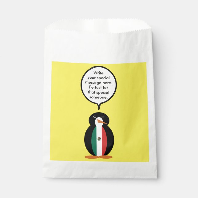 Sachets En Papier Drapeau Mexicain Parlant Mme Penguin Favor Sac (Devant)