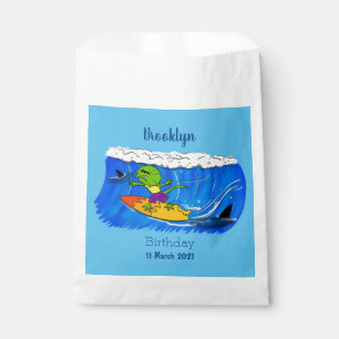 Sachets En Papier Drôle caricature de surf de lézard au cou