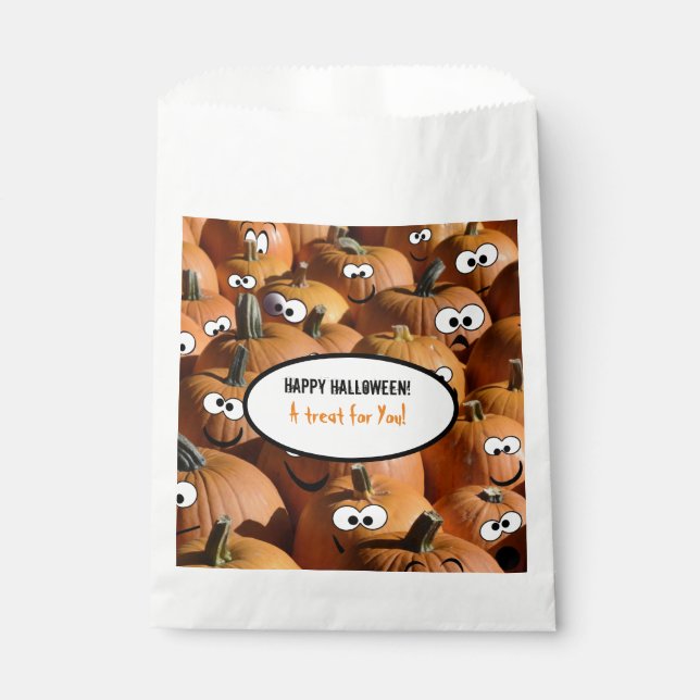 Sachets En Papier Drôle Citrouille Halloween Treat Favoriser les sac (Devant)