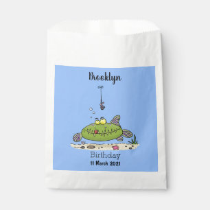 Sachets En Papier Drôle gras affamé poisson vert dessin de pêche