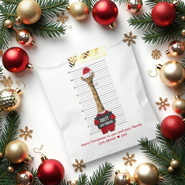 Sachets En Papier Drôle Noël Mugshot Guilty Giraffe (Créateur téléchargé)
