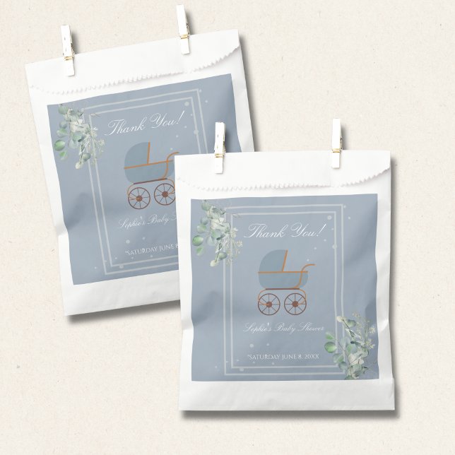 Sachets En Papier Dusty Blue Baby Carriage Custom Sign (Créateur téléchargé)