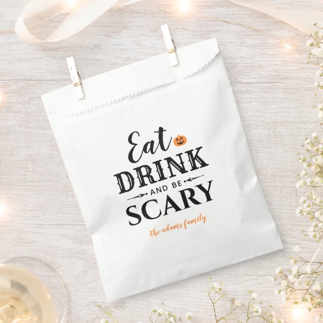 Sachets En Papier Eat Drink and Be Scary Modern Typografy Halloween (Coupé)