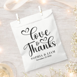 Sachets En Papier Écriture Élégante Amour et Remerciements Mariage