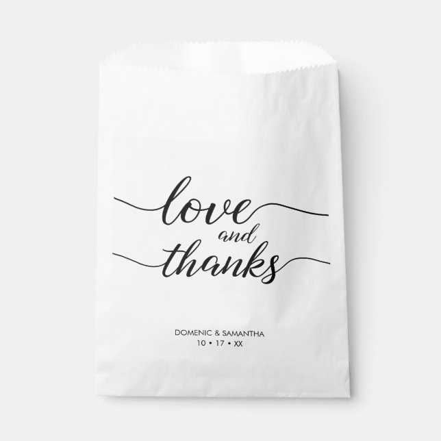 Sachets En Papier Écriture élégante personnalisée mariage Amour et m (Devant)