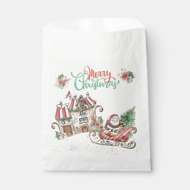 Sachets En Papier Église de Santa Christmas (Devant)