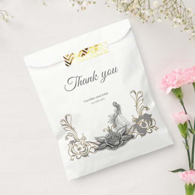 Sachets En Papier Elégance en argent et noir. (Scellé)