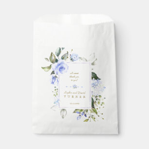 Sachets En Papier Elégant Aquarelle bleu Fleurs Mariage de cadre
