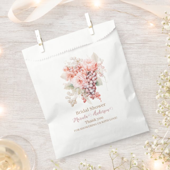 Sachets En Papier Élégant Aquarelle Pétales et Prosecco Pink Floral (Coupé)
