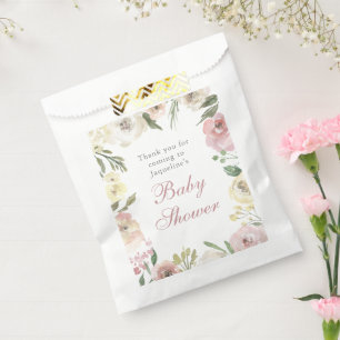 Sachets En Papier Élégant Baby shower rose pâle Floral Personnalisé