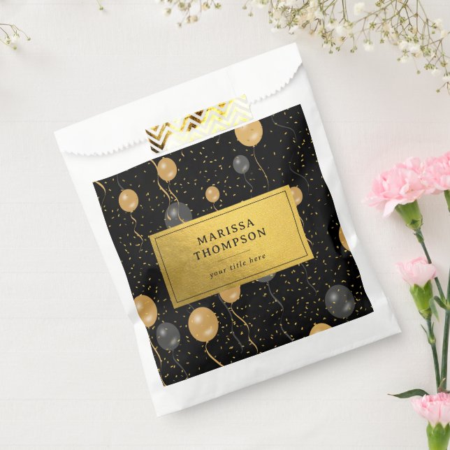 Sachets En Papier Élégant Ballons Noir & Or (Scellé)