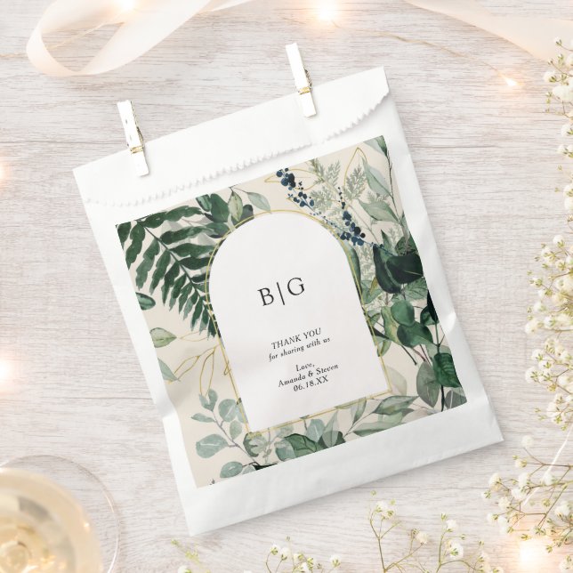Sachets En Papier Elégant Beige Botanique feuille mariage merci (Coupé)