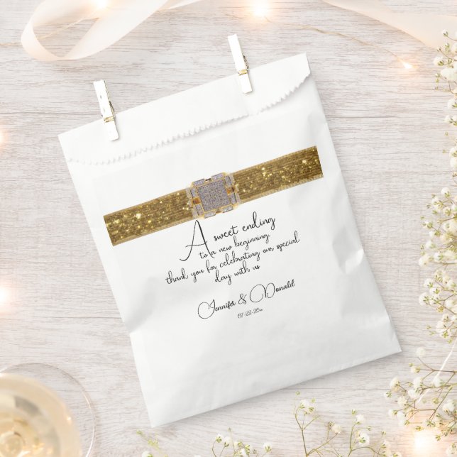 Sachets En Papier Élégant Black Gold Parties scintillant Mariage Bro (Coupé)