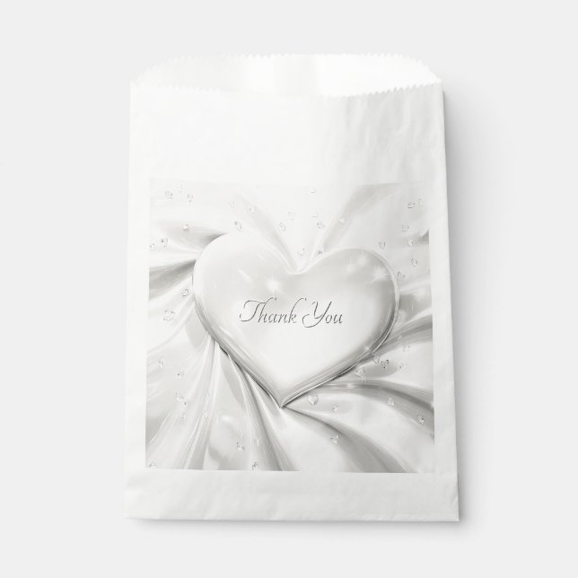 Sachets En Papier Elégant Blanc Crème Coeur Favoriser Sac (Devant)