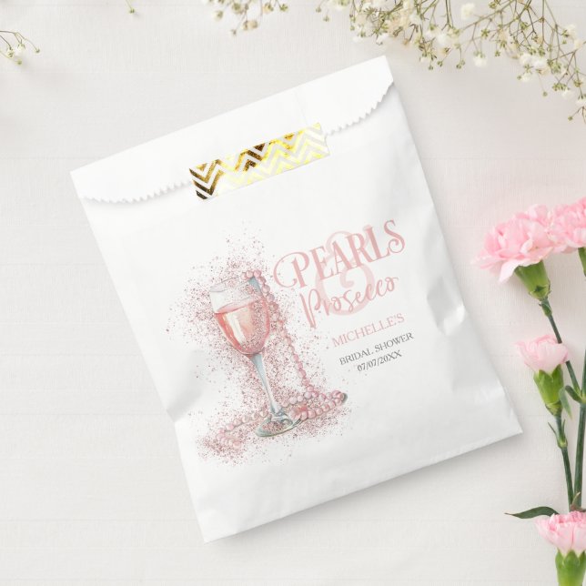 Sachets En Papier Elégant Blush Perles rose et Prosecco Bubbly (Scellé)