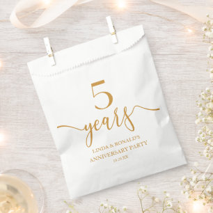 Sachets En Papier Élégant Champagne 5e anniversaire Mariage
