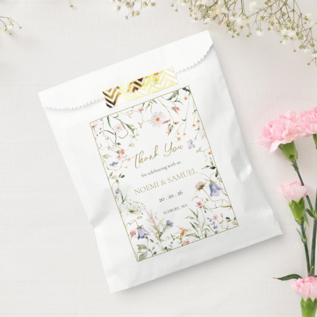 Sachets En Papier Elégant Fleur sauvage Aquarelle Delicate Mariage (Scellé)