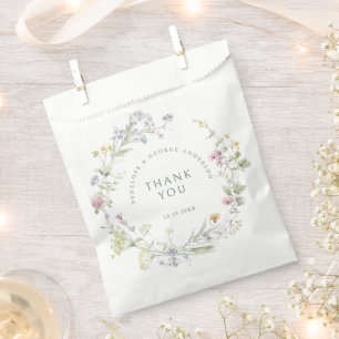 Sachets En Papier Élégant Fleur sauvage Pastel Soft Mariage botaniqu