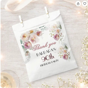 Sachets En Papier Élégant Floral 90e Anniversaire 