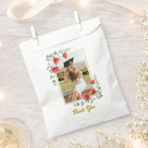 Sachets En Papier Élégant Floral Photo Graduation Favoriser le sac