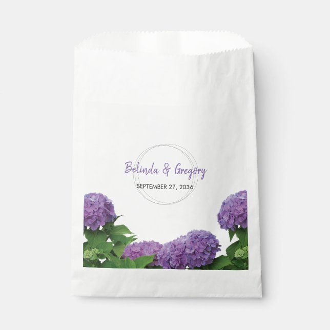 Sachets En Papier Élégant Mariage d'Hydrangée violette (Devant)