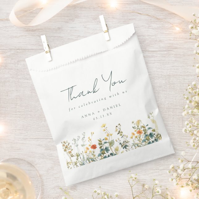 Sachets En Papier Élégant Mariage Fleur sauvage (Coupé)
