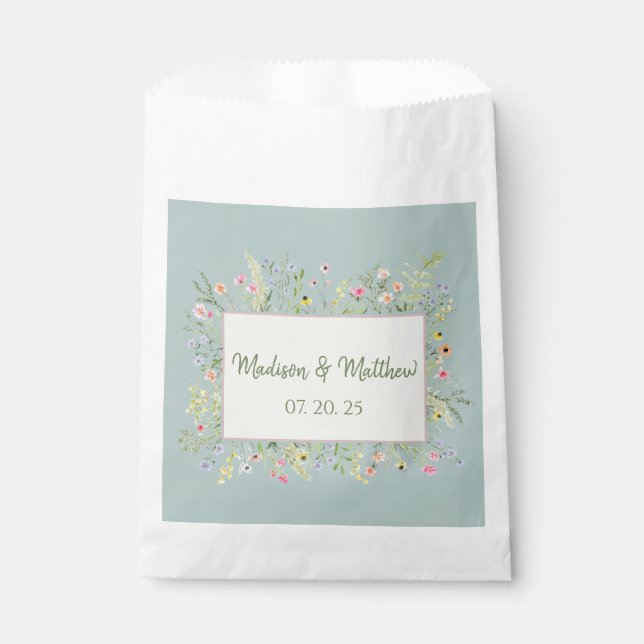 Sachets En Papier Élégant Mariage Fleur sauvage de printemps (Devant)