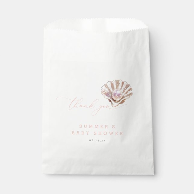Sachets En Papier Elégant Merci de Baby shower Little Pearl (Devant)