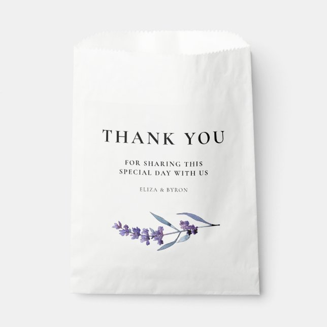Sachets En Papier Élégant Merci de lavande florale (Devant)