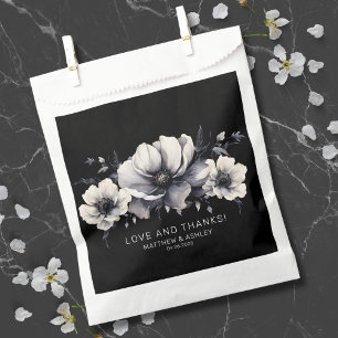 Sachets En Papier Élégant Merci de Mariage noir floral