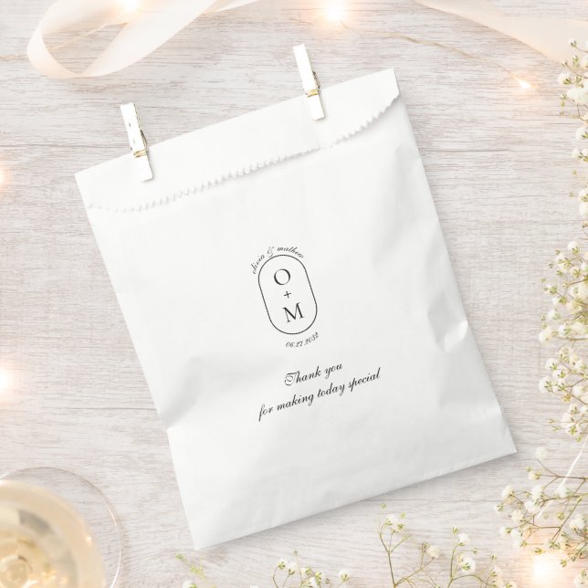 Sachets En Papier Élégant Merci de script traditionnel Mariage (Coupé)