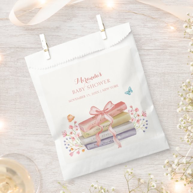 Sachets En Papier Élégant nouveau chapitre Floral Bow Baby shower li (Coupé)