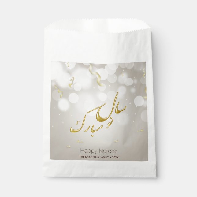 Sachets En Papier Elégant or Joyeux Norooz Perse Nouvel An (Devant)