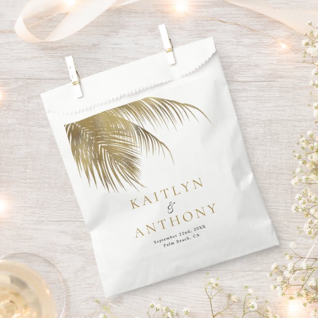 Sachets En Papier Elégant Palm Tree Plage Tropical Mariage (Coupé)