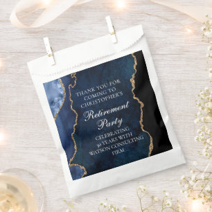 Sachets En Papier Élégant Parti de retraite Marine Blue Gold Agate