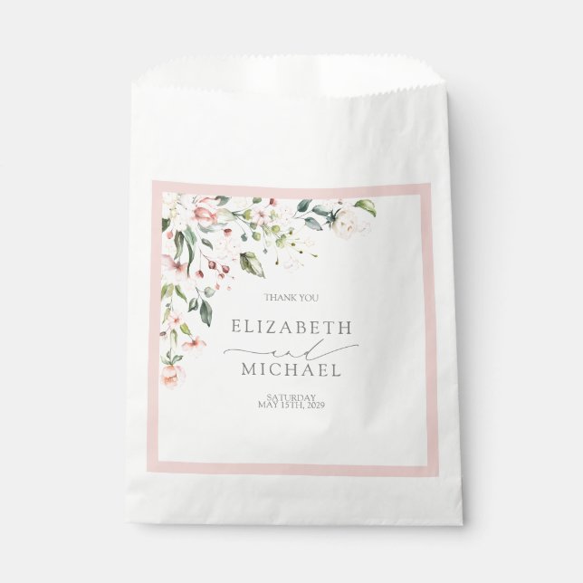 Sachets En Papier Elégant Peach Rose Aquarelle Mariage Floral (Devant)