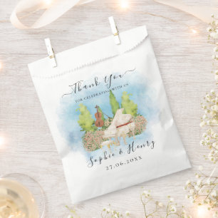 Sachets En Papier Élégant Piano Violon fleurs Mariage Merci