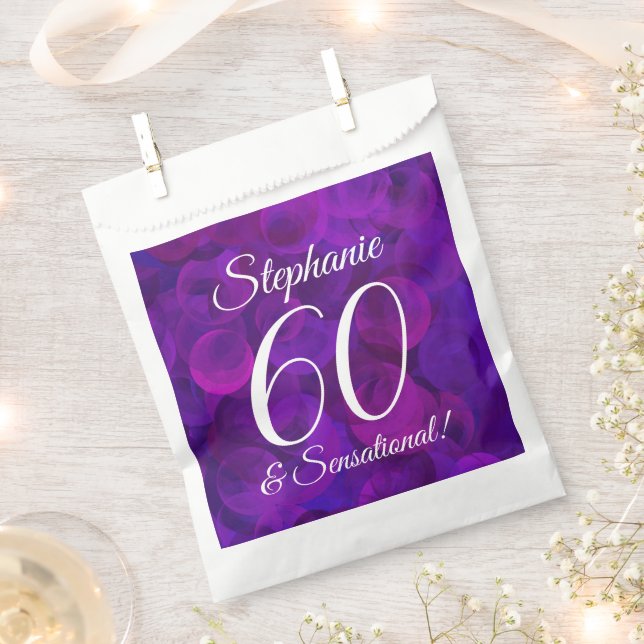 Sachets En Papier Elegant Purple 60 et fête d'anniversaire sensation (Coupé)